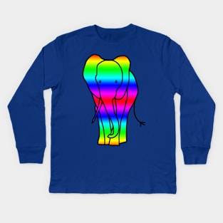 Elephant Rainbow Gradient Graphic Kids Long Sleeve T-Shirt